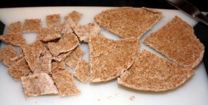 PIta croutons chips - after slicing