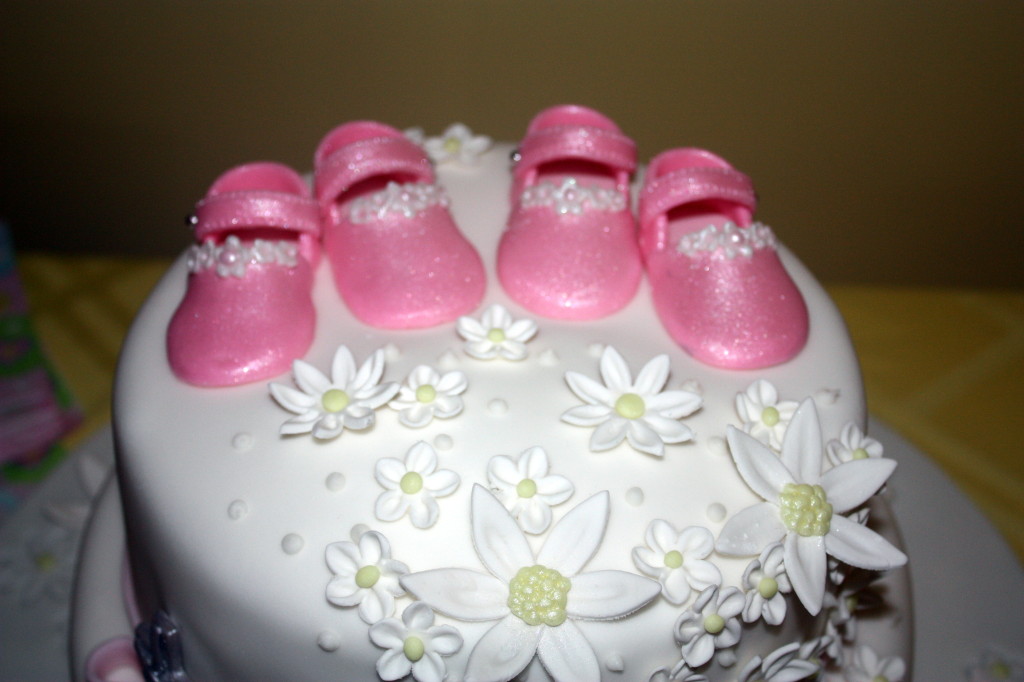 baptism cake shoes