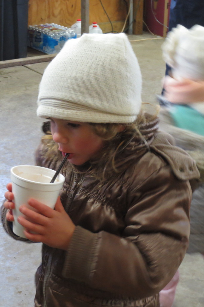 tree picking - sophia drinking hot chocolate