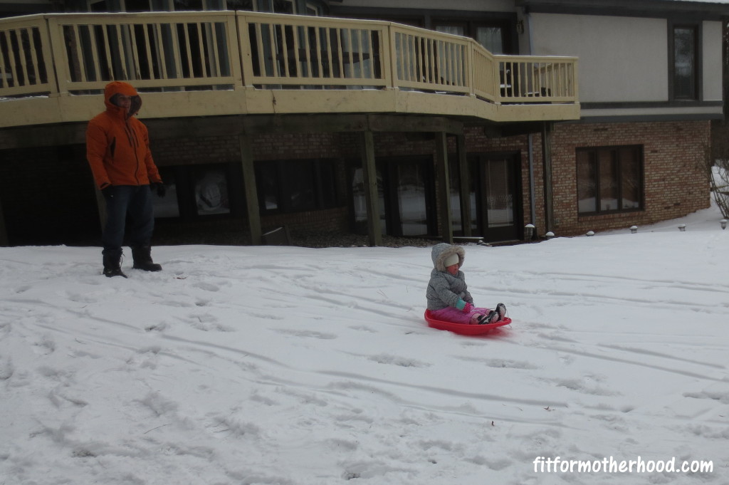 mimm 37 sledding - bella going down hill