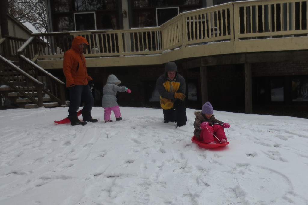 sledding - sophia isabella papa and fran