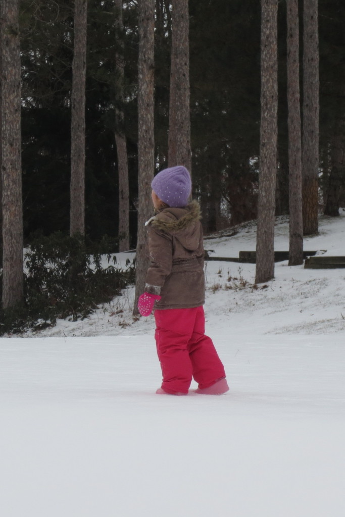 sledding - sophia standing